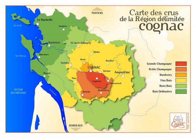 Die einzelne Lagen der Cognac-Region | mit freundlicher Genehmigung durch das BNIC