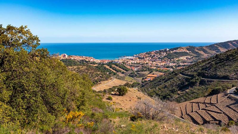Ein Blick von den Bergen des Roussillon hinunter ans Meer | @ stock.adobe by Dan Tiégo